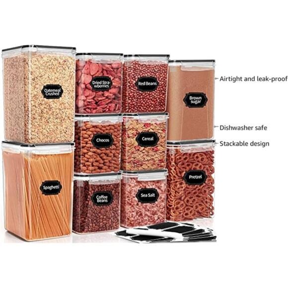 PRAKI Large Airtight Food Storage Containers with Lids, 10PCS Plastic Cereal - Picture 4 of 7